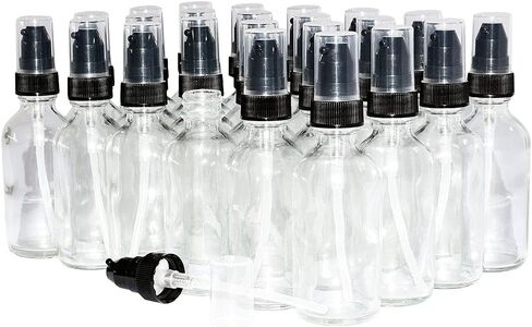 GBO GLASSBOTTLEOUTLET.COM (Pack of 24) 2 oz. Clear Boston Round with Black Treatment Pump in Kuwait