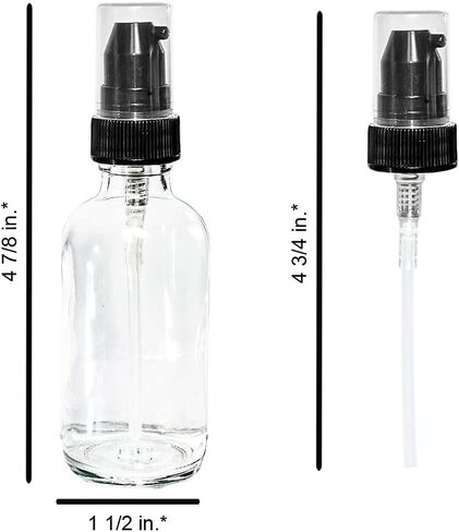 GBO GLASSBOTTLEOUTLET.COM (Pack of 24) 2 oz. Clear Boston Round with Black Treatment Pump in Kuwait