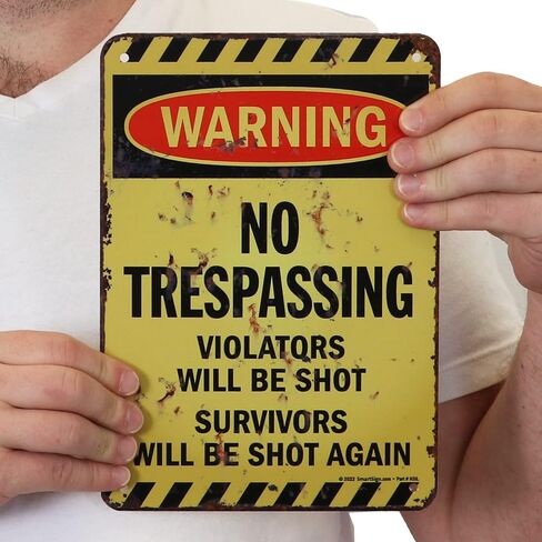 SmartSign Halloween Sign - 14 x 10 inch “We're Tired Of Hiding The Bodies" Funny No Trespassing Sign, 40 mil Laminated Rustproof Aluminum, Retro/Vintage, Multicolor, Made in USA in Kuwait