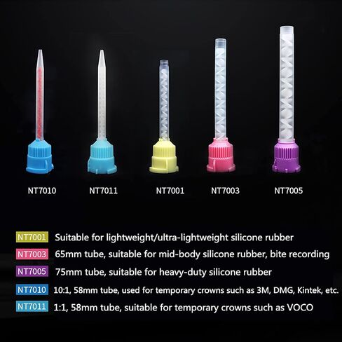 نصائح خلط انطباعات الأسنان، 100 قطعة من YOUYA DENTAL، نصائح داخل الفم لمواد طب الأسنان، أنبوب خلط رأس مطاطي سيليكون للاستعمال مرة واحدة، منتجات مختبرية - نصائح حقن صفراء in Kuwait