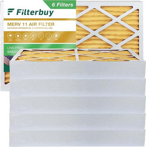 فلتر هواء Filterbuy 16x25x4 MERV 11 Allergen Defense (6 عبوات)، استبدال مرشحات هواء فرن HVAC AC المطوية (الحجم الفعلي: 15.38 × 24.38 × 3.63 بوصة) in Kuwait