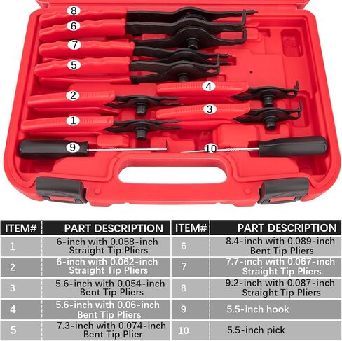 Snap Ring Plier Set Heavy Duty Long Reach Snap Ring Plier Set With Case 11pc Retaining Ring Pliers Set Mechanics Circlips Auto Tool Internal External Pliers for Car Trunk Motorcycle in Saudi Arabia