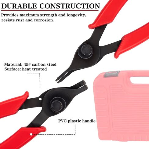 Snap Ring Plier Set Heavy Duty Long Reach Snap Ring Plier Set With Case 11pc Retaining Ring Pliers Set Mechanics Circlips Auto Tool Internal External Pliers for Car Trunk Motorcycle in Saudi Arabia