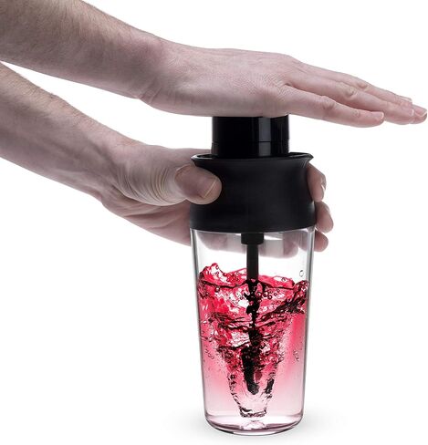 HOST All in One Cocktail Shaker Set | 5 in 1 Tool - Jigger Cap | Strainer | Reamer | Stainless Steel Bottle Opener and Oz and mL Markers 18 oz Capacity - Multitool Bartending Mixer for Drinks in Kuwait