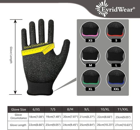 Evridwear Crinkle Latex Rubber Hand Coated Safety Work Gloves for Men Women General Multi Use Construction Warehouse Gardening Assembly Landscaping (XS-Size) 120 Pairs Pack in Kuwait
