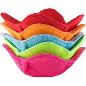 Bowl Snuggies, Blue Mix Set of 5 Microwave-Safe Hot Bowl Holders to Keep Your Hands Cool and Your Food Warm, Polyester & Sponge Heat Resistant Dish Pads for Soup, Rice and Pasta Bowls in Saudi Arabia