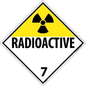 NMC DL16R Radioactive Placard - 10.75 in. x 10.75 in. Rigid Plastic Class 7 Dot Placard Sign with Black Text on White Base in Kuwait