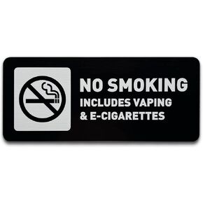 No Smoking Sign - No Smoking No Vaping Signs for Business - Includes Adhesive Strips for Easy Installation- Brushed Metal No Smoking Sign (7" W x 3" H) (Brushed Aluminum) in Saudi Arabia