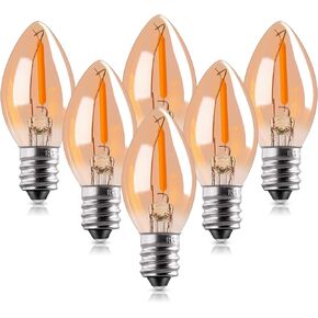 Genixgreen C7 LED Bulbs, LED Night Light Bulb 7W 10W 15W Equal 1.5W, Salt Lamp Filament Window Candles Bulb,E12 Candelabra Base Yellowish 2200K, 100LM,Non-Dimmable,5 Pack