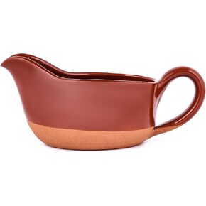 Gravy Boat Hand Crafted Terracotta Clay with Ergonomic Handle 11 Oz - Natural and eco-friendly - Gravy Warming Sauces - Salad Dressing - Microwave Safe (Burnt Sienna) in Kuwait