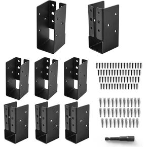 Concealed Joist Hangers, 8 Pcs of 2"x4"Outdoor Concealed-Flange，Q235 Steel Plate Powder-Coated Concealed Joist Steel Bracket for 2"x4" Beam Swing