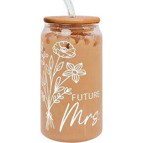 Bride To Be Gifts - Bridal Shower Gift - Engagement Gifts for Women, Bachelorette Gifts for Bride, Bride Gifts - Bachelorette Party Favors - Future Mrs - Engaged Gifts for Her - 16 Oz Can Glass
