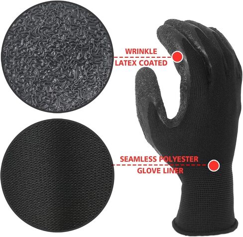 Evridwear Crinkle Latex Rubber Hand Coated Safety Work Gloves for Men Women General Multi Use Construction Warehouse Gardening Assembly Landscaping (XS-Size) 120 Pairs Pack in Kuwait