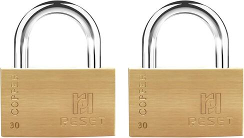 RESET-291 قفل نحاسي صغير بمفتاح مختلف، قفل نحاسي صغير 30 مم مع تكبل من الفولاذ المقاوم للصدأ، 3 مفاتيح، مقاوم للماء، مقاوم للصدأ، قفل خزانة مع مفتاح، نحاس in Kuwait
