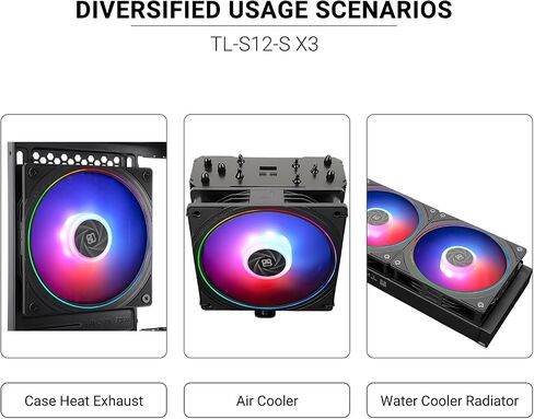 Thermalright TL-S12-S CPU Fan 120mm Case Cooler Fan ARGB, 4pin PWM Connector Silent Computer Fan with S-FDB Bearing Included,up to 1500RPM Cooling Fan(Pack of 3) in Saudi Arabia