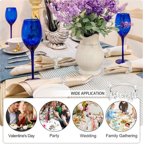 6 PCS Silver Napkin Rings Bismillah Letter Napkin Ring Round Napkin Holders Metal Napkin Buckles Holder Table Decor for Dinning Table Setting Party Wedding Family Gathering Holiday Anniversary Banquet in Kuwait