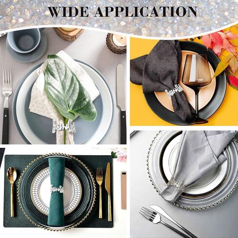 6 PCS Silver Napkin Rings Bismillah Letter Napkin Ring Round Napkin Holders Metal Napkin Buckles Holder Table Decor for Dinning Table Setting Party Wedding Family Gathering Holiday Anniversary Banquet in Kuwait