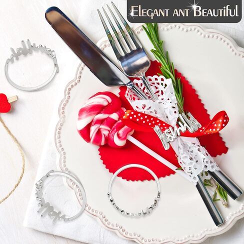 6 PCS Silver Napkin Rings Bismillah Letter Napkin Ring Round Napkin Holders Metal Napkin Buckles Holder Table Decor for Dinning Table Setting Party Wedding Family Gathering Holiday Anniversary Banquet in Kuwait
