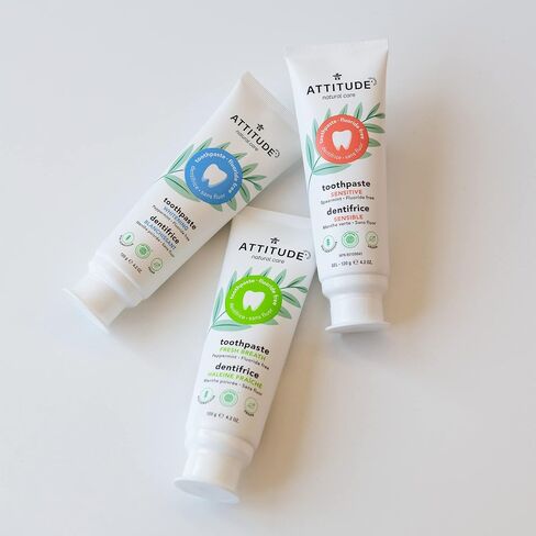 ATTITUDE Fluoride-Free Toothpaste, Plant- and Mineral-Based Ingredients, Vegan, Cruelty-Free and Sugar-Free, Whitening, Peppermint, 4.2 Oz (16741) in Saudi Arabia