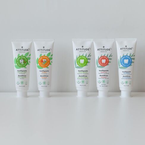 ATTITUDE Fluoride-Free Toothpaste, Plant- and Mineral-Based Ingredients, Vegan, Cruelty-Free and Sugar-Free, Whitening, Peppermint, 4.2 Oz (16741) in Saudi Arabia