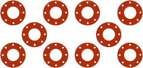 Sterling Seal CFF7237.600.062.150X10 7237 Red Rubber Full Face Gasket, 6.62" ID, 6" Pipe Size, 1/16" Thick, Pressure Class 150# (Pack of 10) in Saudi Arabia