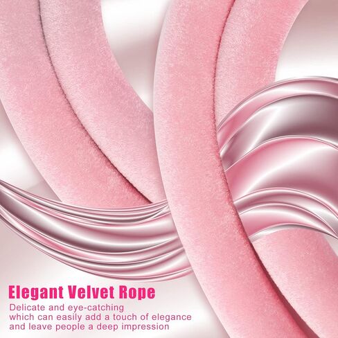 Vevitts 4 قطع من الحبل المخملي الوردي بطول 6.4أقدام، حاجز حبال التحكم في الحشود مع خطافات ذهبية مصقولة، حبل حاجز طابور سميك من vevitts in Kuwait