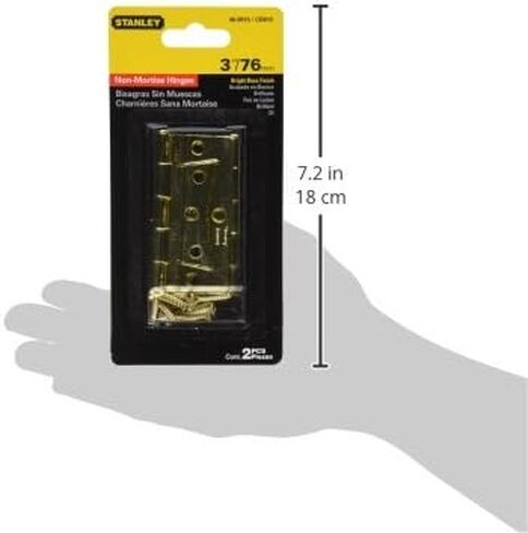 Stanley Hardware S460-815 CD815 Non-Mortise Hinge in Bright Brass, 2 pack in Saudi Arabia