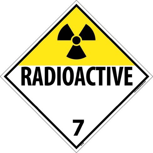 NMC DL16R Radioactive Placard - 10.75 in. x 10.75 in. Rigid Plastic Class 7 Dot Placard Sign with Black Text on White Base in Saudi Arabia