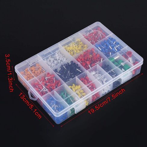 2120pcs Insulated Cord Pin End Terminal Kit Set Copper Wire Crimp Connector Ferrule 22-5 AWG with Plastic Storage Box in Saudi Arabia