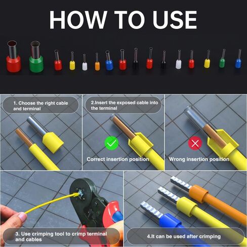 2120pcs Insulated Cord Pin End Terminal Kit Set Copper Wire Crimp Connector Ferrule 22-5 AWG with Plastic Storage Box in Saudi Arabia