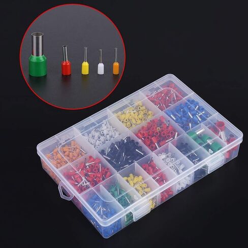 2120pcs Insulated Cord Pin End Terminal Kit Set Copper Wire Crimp Connector Ferrule 22-5 AWG with Plastic Storage Box in Saudi Arabia