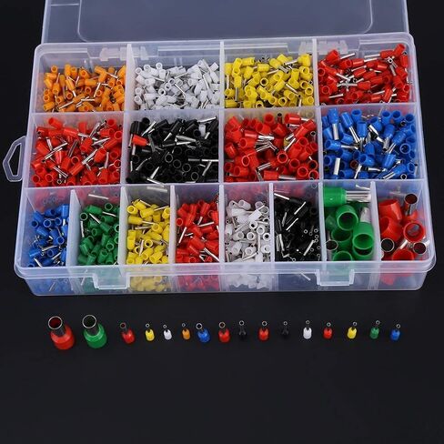 2120pcs Insulated Cord Pin End Terminal Kit Set Copper Wire Crimp Connector Ferrule 22-5 AWG with Plastic Storage Box in Saudi Arabia