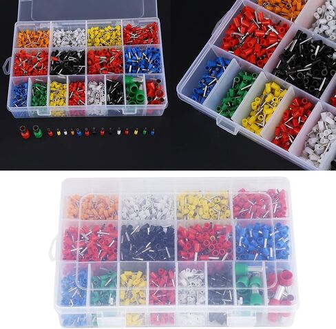 2120pcs Insulated Cord Pin End Terminal Kit Set Copper Wire Crimp Connector Ferrule 22-5 AWG with Plastic Storage Box in Saudi Arabia