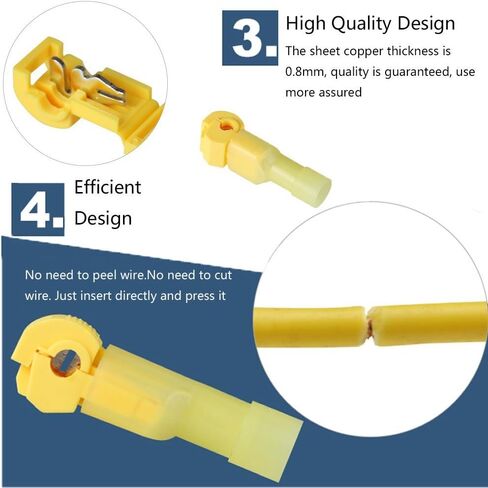 Bestgle 60 Pcs/30 Pairs Self-Stripping Electrical T-Tap Wire Spade Connectors Set Quick Splice Wire Terminals and Fully Insulated Male Butt Terminal Crimp Assortment Kits (Yellow, Red and Blue) in Saudi Arabia