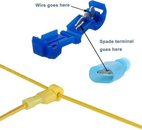 Bestgle 60 Pcs/30 Pairs Self-Stripping Electrical T-Tap Wire Spade Connectors Set Quick Splice Wire Terminals and Fully Insulated Male Butt Terminal Crimp Assortment Kits (Yellow, Red and Blue) in Saudi Arabia