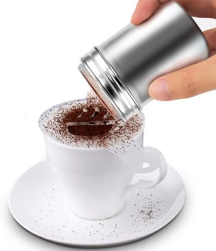 منفضة شاكر السكر من الستانلس ستيل، شيكر شوكولاتة، دقيق الكاكاو الشبكي الدقيق، غربال القهوة مع غطاء، القرفة، السكر، الكاكاو، الدقيق، الشوكولاتة، غربال القهوة in Kuwait