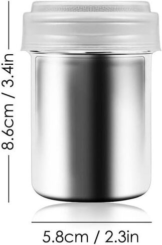 منفضة شاكر السكر من الستانلس ستيل، شيكر شوكولاتة، دقيق الكاكاو الشبكي الدقيق، غربال القهوة مع غطاء، القرفة، السكر، الكاكاو، الدقيق، الشوكولاتة، غربال القهوة in Kuwait