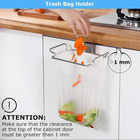 WOPPLXY 4 Pcs 9.25 x 6 x 1.77 Inch Stainless Steel Trash Bag Holder for Kitchen Cabinets Doors and Cupboards, Under Sink Bag Holder for Plastic Bags, Garbage Bag Holder for Cabinet in Saudi Arabia