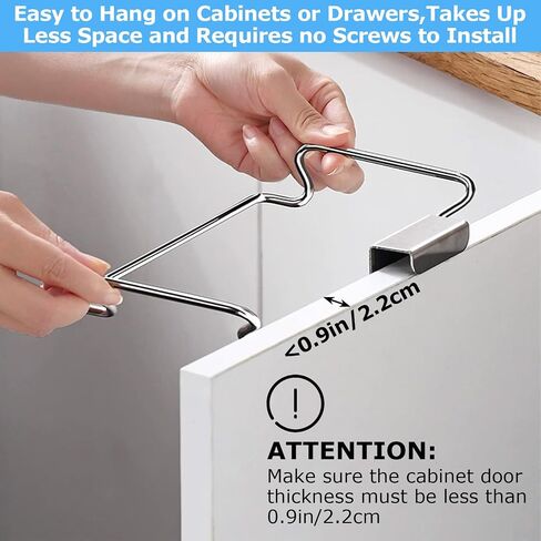WOPPLXY 4 Pcs 9.25 x 6 x 1.77 Inch Stainless Steel Trash Bag Holder for Kitchen Cabinets Doors and Cupboards, Under Sink Bag Holder for Plastic Bags, Garbage Bag Holder for Cabinet in Saudi Arabia