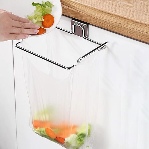 WOPPLXY 4 Pcs 9.25 x 6 x 1.77 Inch Stainless Steel Trash Bag Holder for Kitchen Cabinets Doors and Cupboards, Under Sink Bag Holder for Plastic Bags, Garbage Bag Holder for Cabinet in Saudi Arabia