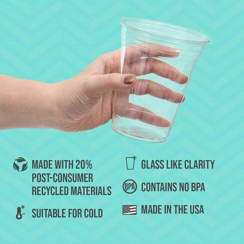 SOLO Cup Company Clear Recycled Plastic Party Cups, 18 Oz, 184 Count in Saudi Arabia