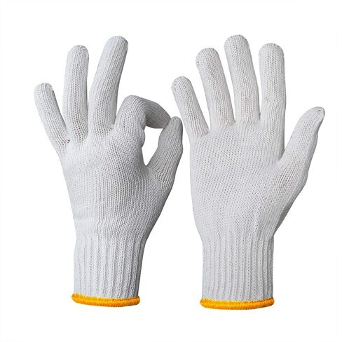 Evridwear Cotton Polyester String Knit Shell Safety Protection Work Gloves for Painter Mechanic Industrial Warehouse Gardening Construction Men & Women 12 Pairs, no Dots, Large Size in Kuwait