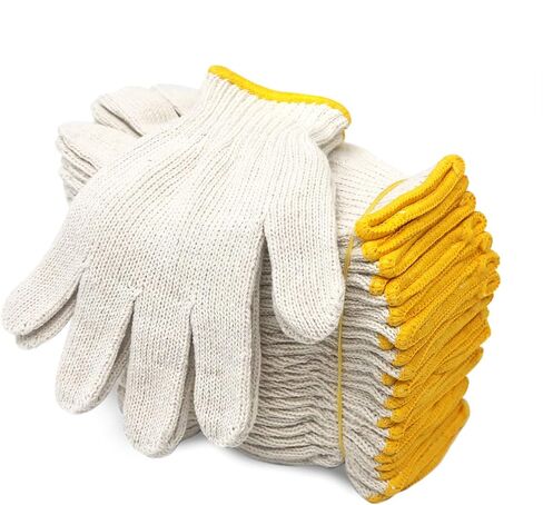 Evridwear Cotton Polyester String Knit Shell Safety Protection Work Gloves for Painter Mechanic Industrial Warehouse Gardening Construction Men & Women 12 Pairs, no Dots, Large Size in Kuwait