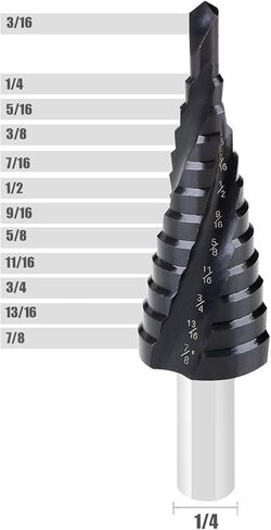 لقمة مثقاب كوبالت M35 ثلاثة فلوت حلزوني 3/16 بوصة - 7/8 بوصة - للمعادن والفولاذ المقاوم للصدأ والألومنيوم والخشب والبلاستيك in Kuwait