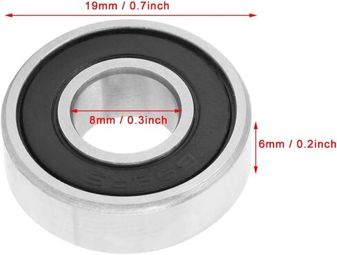 20 قطعة محمل كروي ذو أخدود عميق درع مزدوج، معرف 8 مم × 19 مم OD × 6 مم عرض محامل ميكانيكية للسيارات، محمل 698RS فولاذ + غطاء مطاطي محامل عالية السرعة in Kuwait
