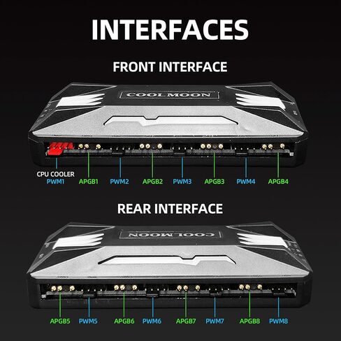 AmaCielo مروحة التحكم في درجة الحرارة PWM الكمبيوتر التحكم في درجة الحرارة التحكم في السرعة التحكم عن بعد لاسلكي RGB محور الكمبيوتر محول الضوء، 8 التحكم في درجة الحرارة 4pin المنافذ، 5V ARGB مزامنة التكامل in Kuwait