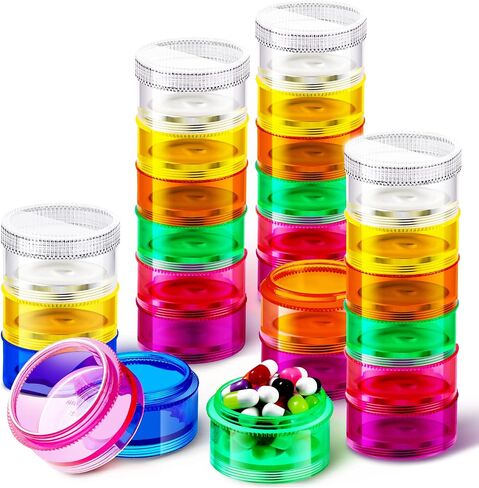 Sieral 2 Pieces 7 Day Stackable Pill Organizer Case Vitamin Holder Organizer 7 Day Weekly Travel Container with Lids for Medications, Vitamins and Supplements in Kuwait