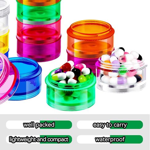 Sieral 2 Pieces 7 Day Stackable Pill Organizer Case Vitamin Holder Organizer 7 Day Weekly Travel Container with Lids for Medications, Vitamins and Supplements in Kuwait