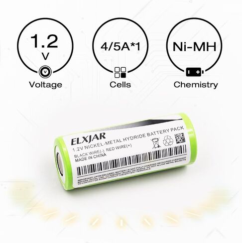 YUTSUJO (5 عبوات) 1.2 فولت 1200 مللي أمبير 4/5A Ni-MH حزمة بطارية لليثونيا ELB-1210N ELB-1201N KR-1500AUL KR1100AE KR-1200AUL ASC0086 علامة خروج ضوء الطوارئ in Kuwait