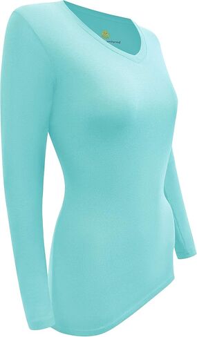 Women's Under Scrubs Long Sleeve T-Shirt Comfort V-Neck Medical Underscrub Tee -Super Soft and Stretchy in Kuwait